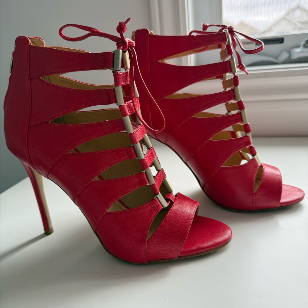 Elegant Red Strappy Heels